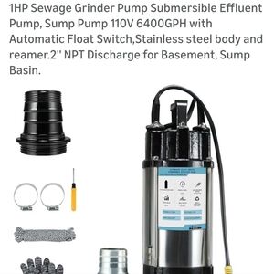 Black and Silver Sump Pump with Accessories
